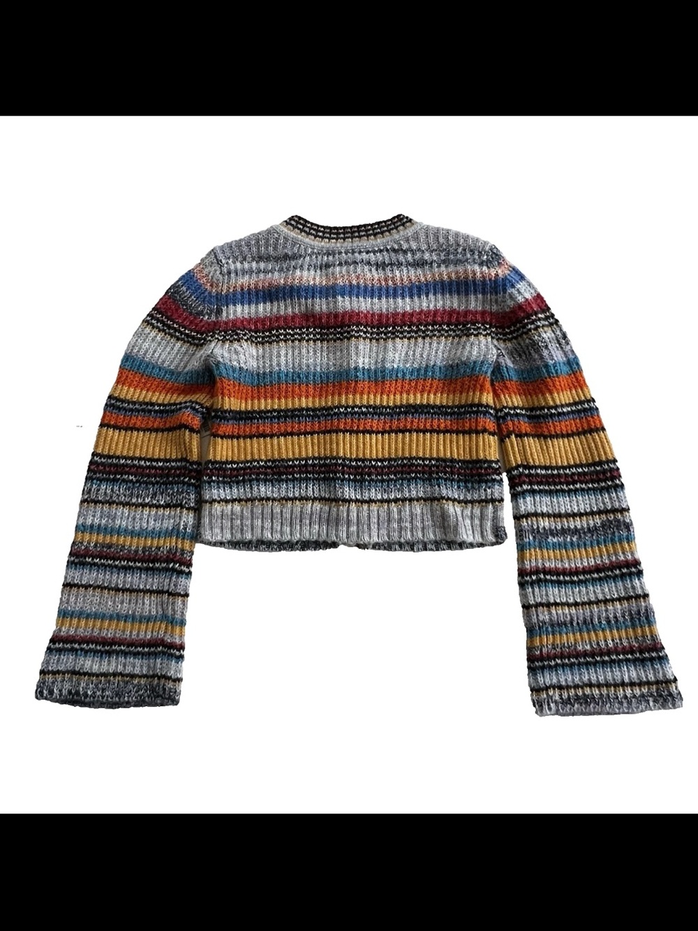 NWT Pilcro Anthropologie Ribbed Multi Stripe Cardigan Sweater M Wool Blend - Picture 5 of 8